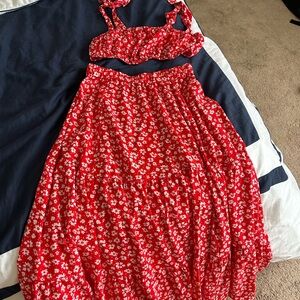 Floral Red skirts Set